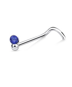 Blue Stone Silver Curved Nose Stud NSKB-730